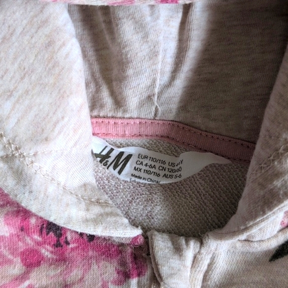 H&M floral butterfly zip-up hoodie sweatshirt 4-6 YRS girls - Picture 2 of 7